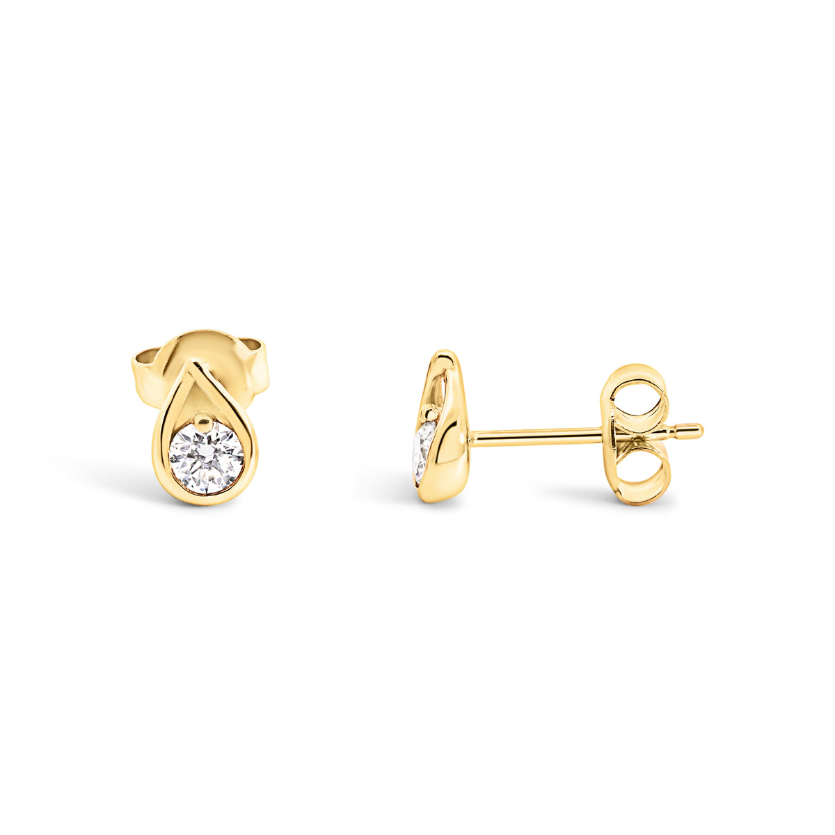 9ct Yellow Gold Teardrop Lab Grown Diamond Stud Earrings