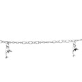Sterling Silver Oval Figaro Anklet With Hanging Dolphins