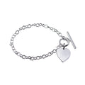 Sterling Silver Cable Bracelet With T-Bar And Heart