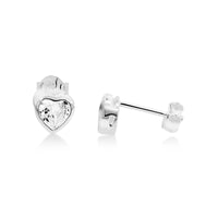 Sterling Silver Clear CZ Heart Earrings