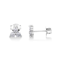 Sterling Silver Cubic Zirconia Flower Stud Earring