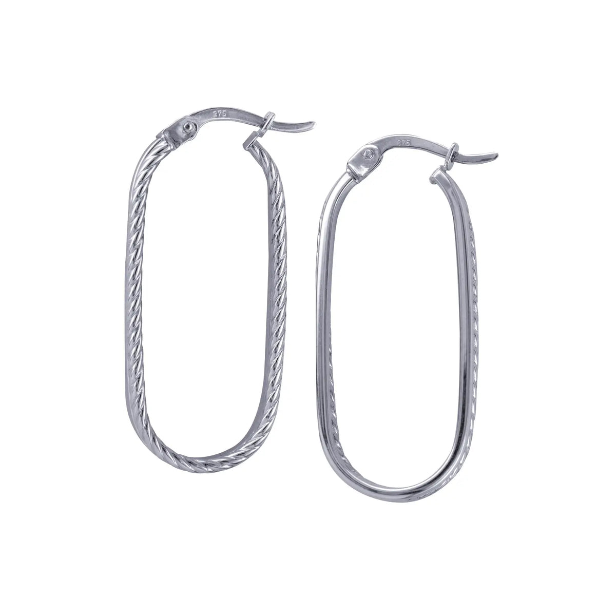Sterling Silver Double Oval Twist And Polished Hoop Earrings