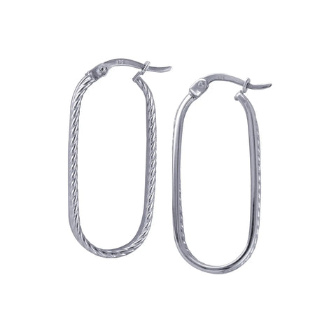 Sterling Silver Double Oval Twist And Polished Hoop Earrings