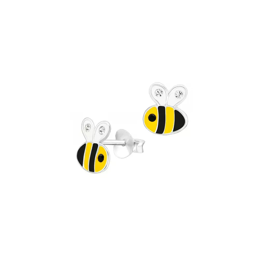 Sterling Silver Enamel Bee Stud Earrings