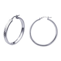 Sterling Silver Faceted Hoop Earrings