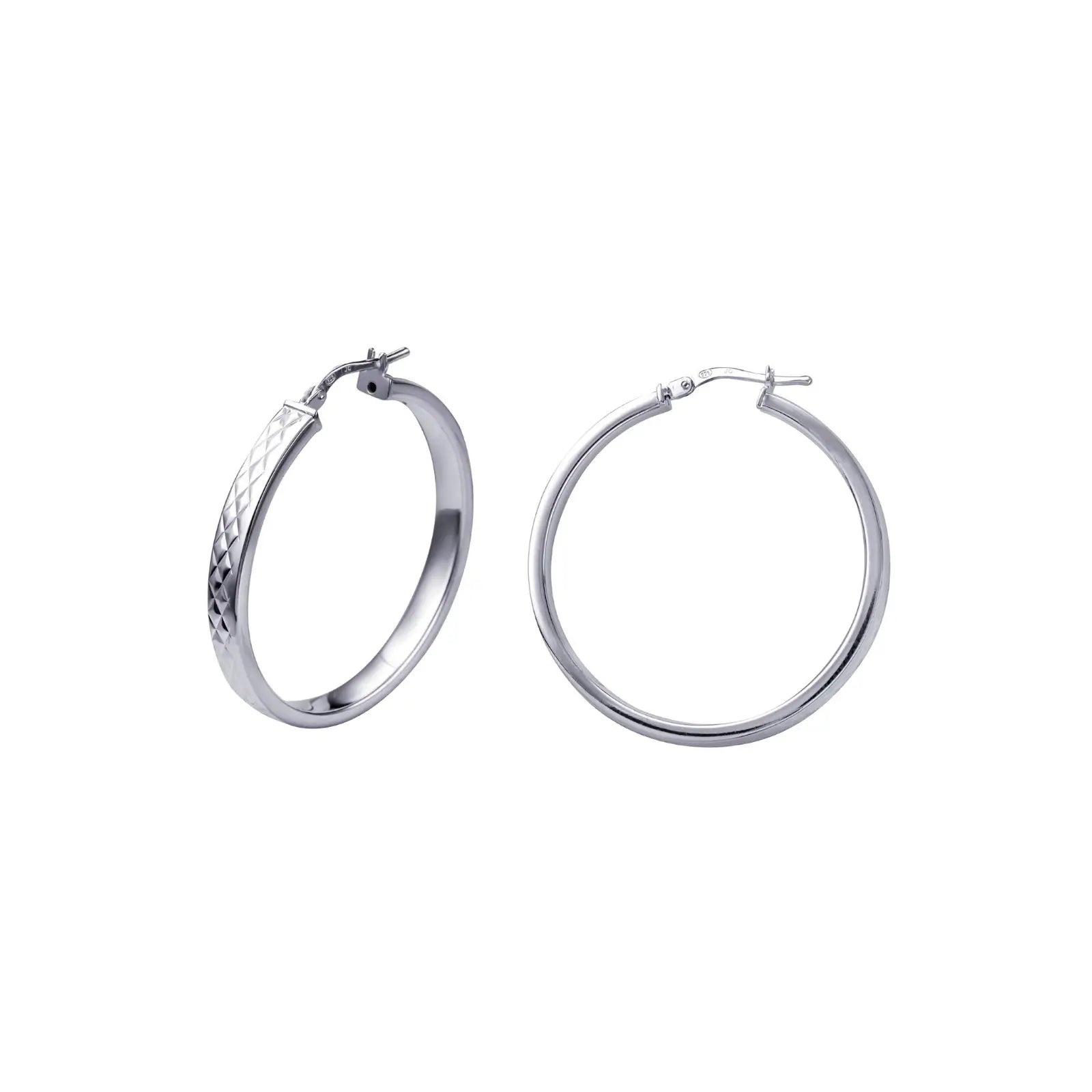 Sterling Silver Faceted Hoop Earrings