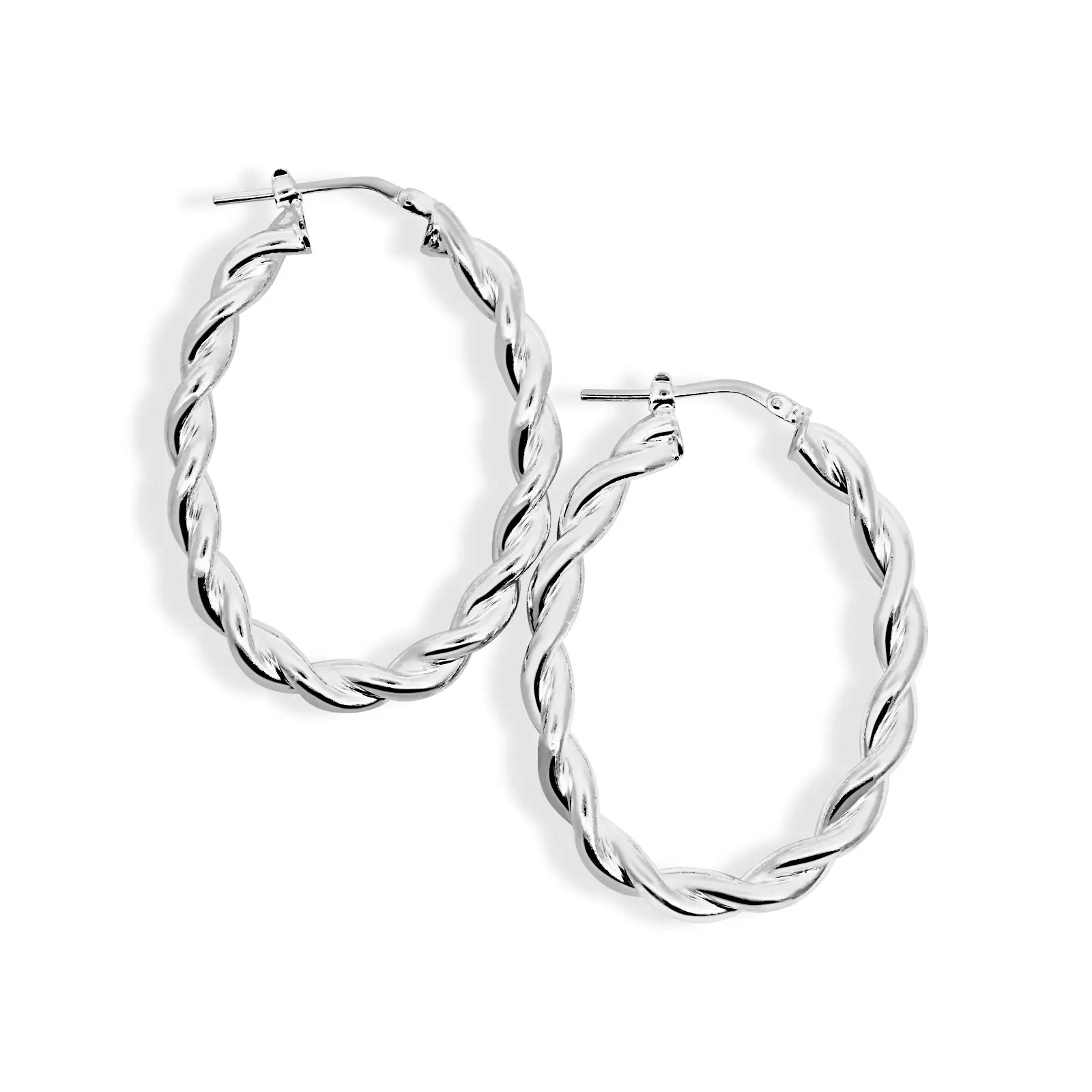 Sterling Silver Fancy Oval Twist Earrings