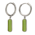 Sterling Silver Huggies With Oval Bezel Set Green Amethyst