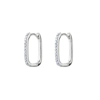 Sterling Silver Oblong Cz Hoop Earring