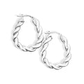 Sterling Silver Oval Fancy Heavy Twist Hoop Earrings