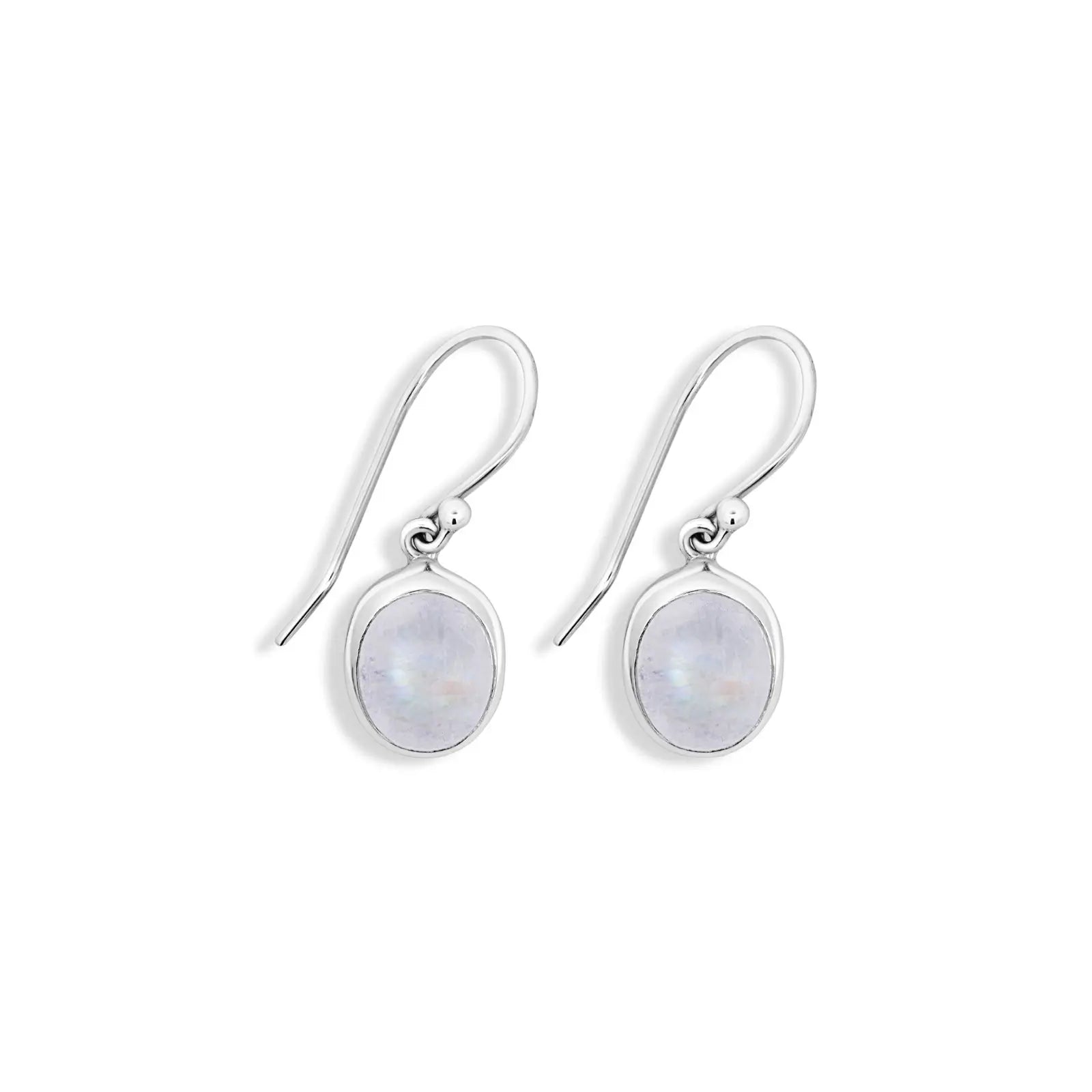 Sterling Silver Oval Moonstone Drop Earrings