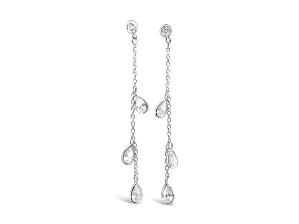 Sterling Silver Pear Shape Cubic Zirconia Drop Earrings