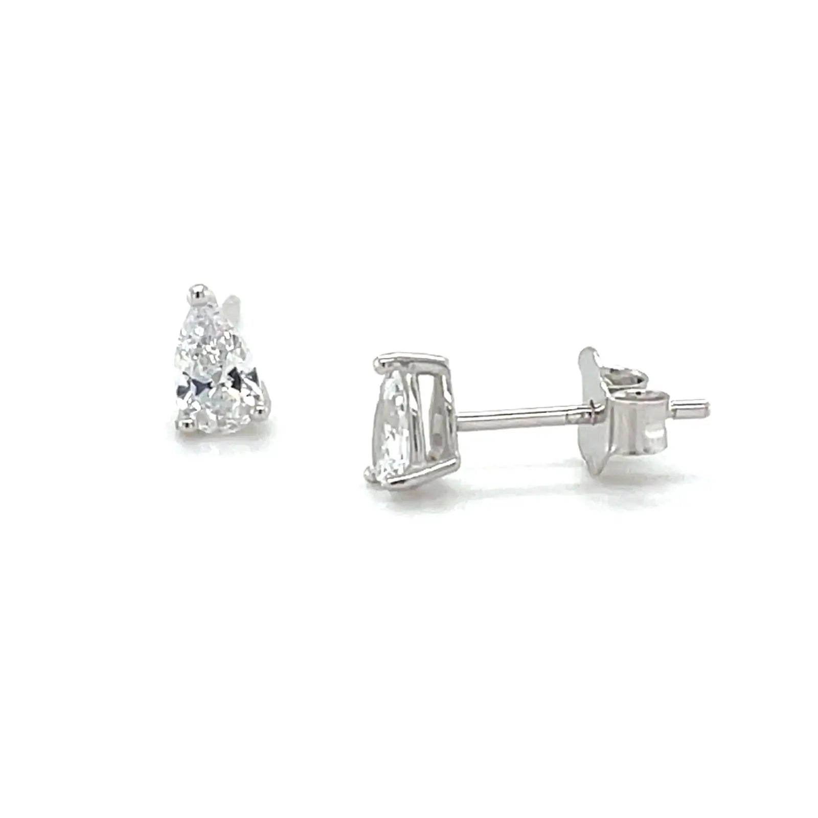 Sterling Silver Pear Shape Cubic Zirconia Stud Earrings