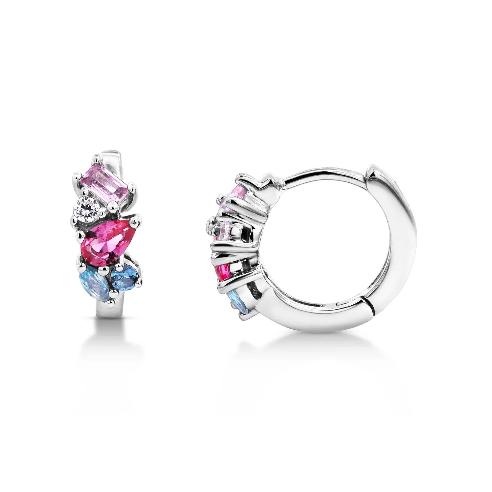 Sterling Silver Pink, White & Blue Cubic Zirconia Bundle