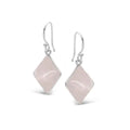 Sterling Silver Rose Quartz Kite Shape Bezel Set Drop Earrings