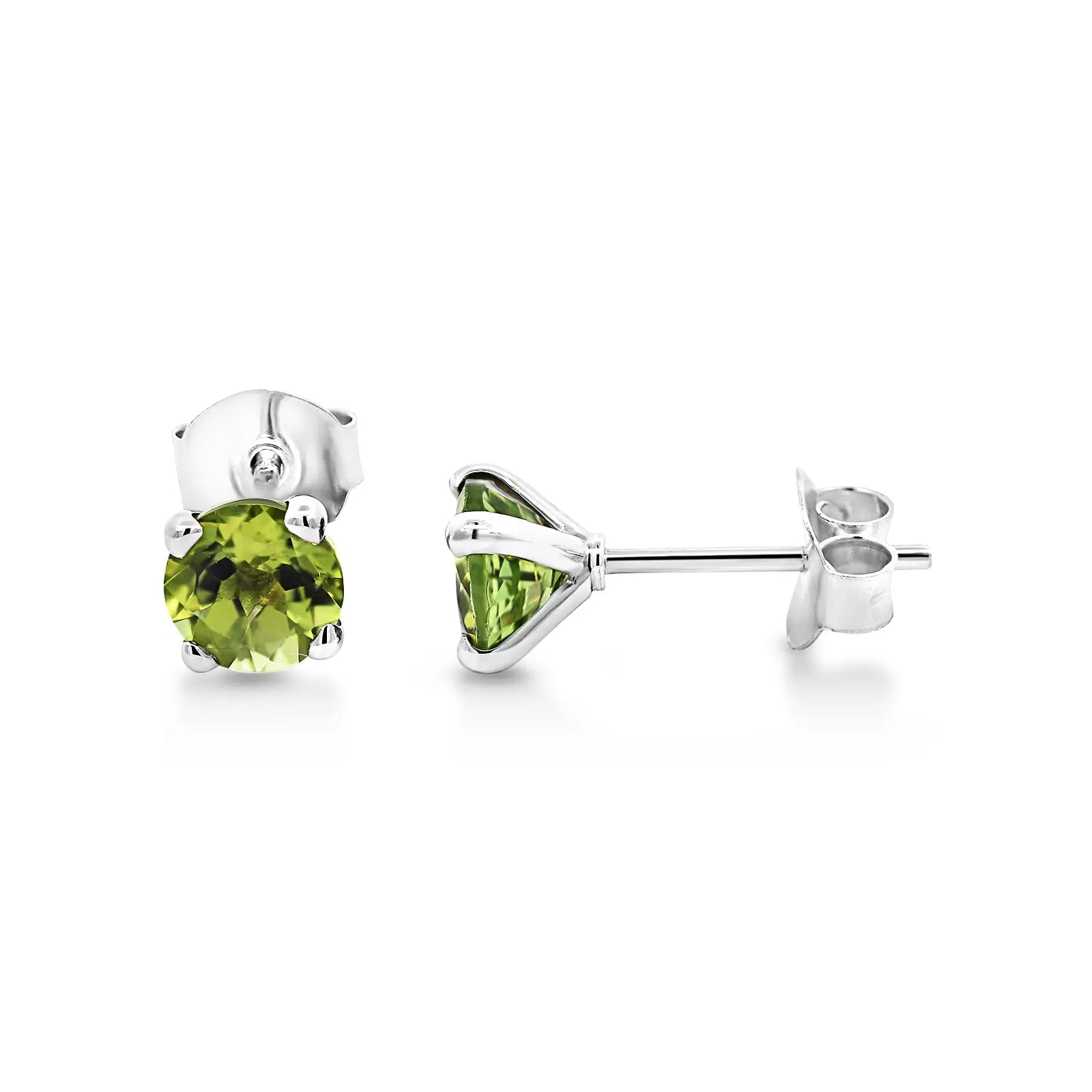 Sterling Silver Round Claw Set Peridot Stud Earrings