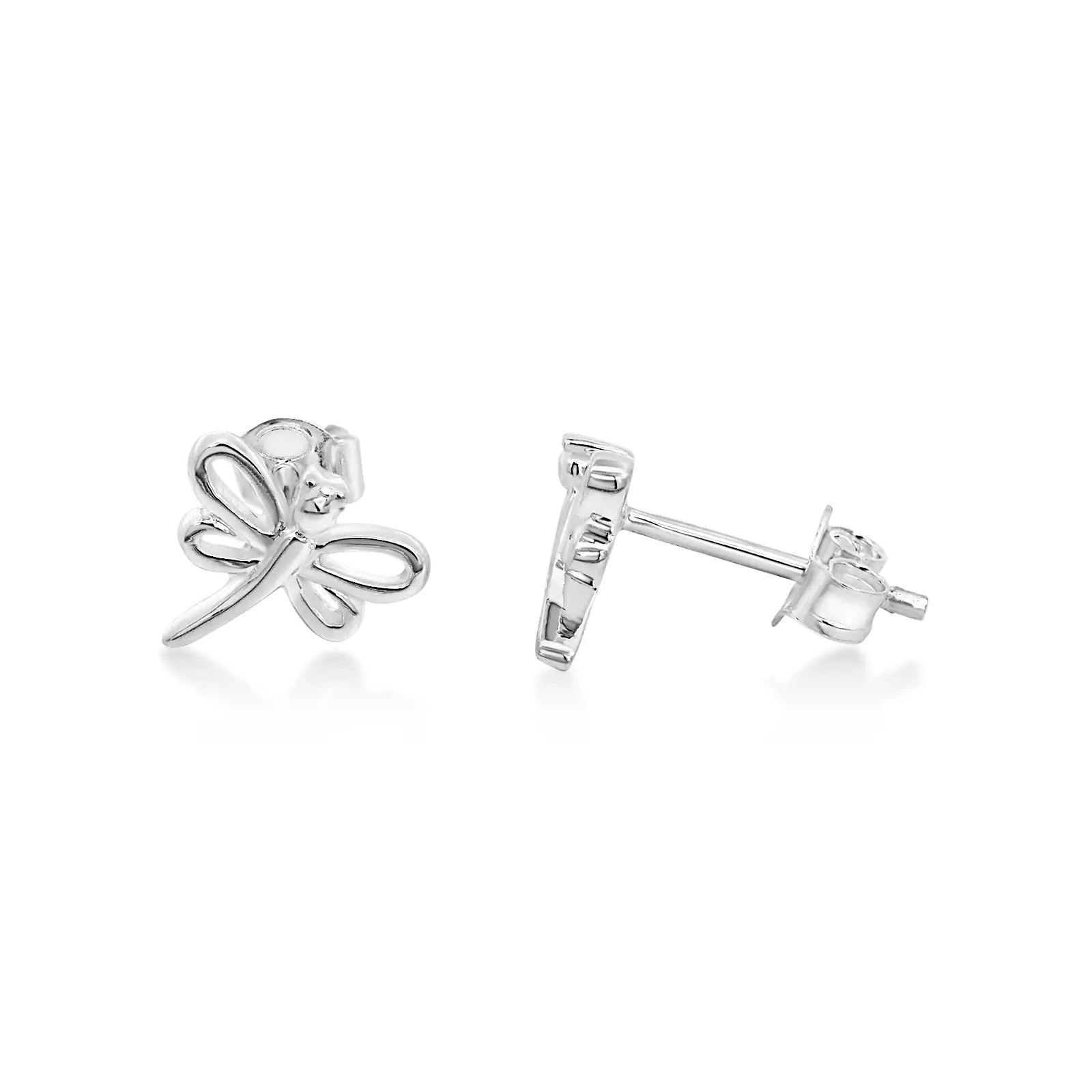 Sterling Silver Small Open Dragonfly Stud Earrings