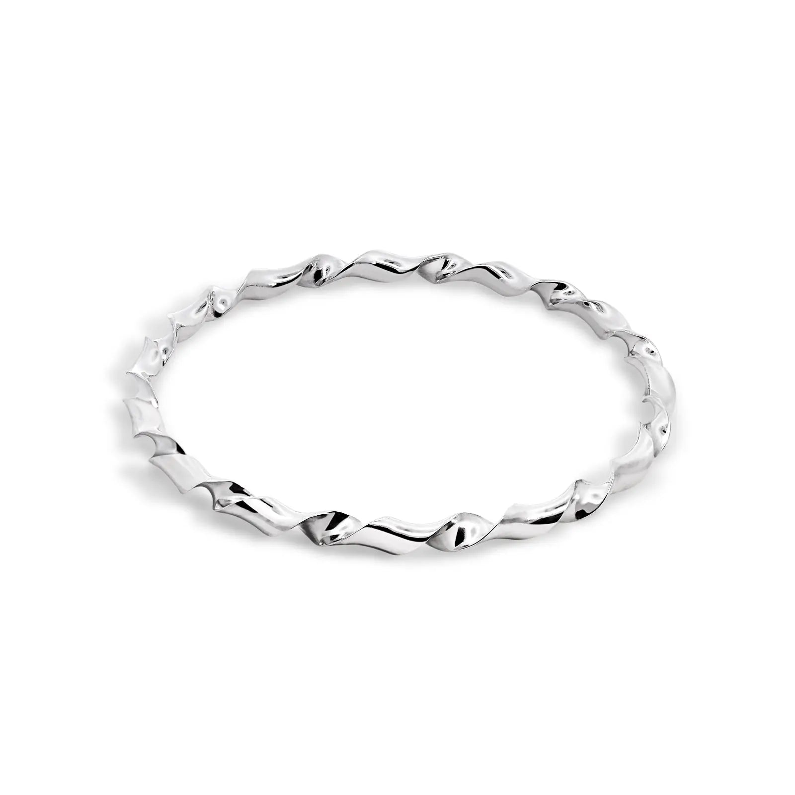 Sterling Silver Solid Italian Loose Twist Bangle 65mm