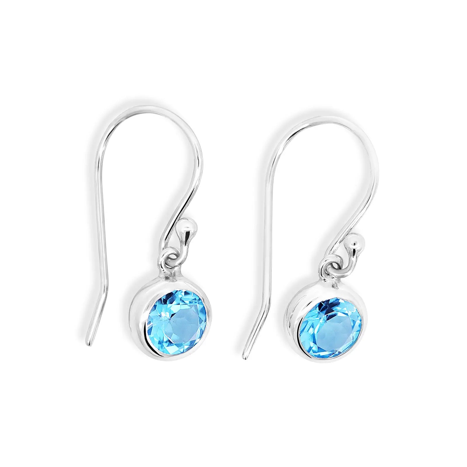 Sterling Silver Swiss Blue Topaz Drop Earrings