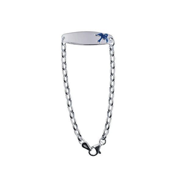 Sterling Silver Baby ID Bracelet With Blue Bird