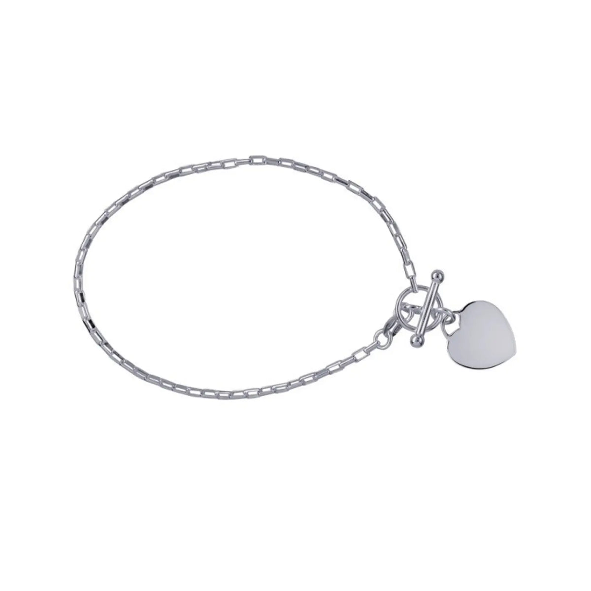 Sterling Silver Belcher Fob Chain Bracelet With Polished Heart