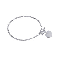 Sterling Silver Belcher Fob Chain Bracelet With Polished Heart
