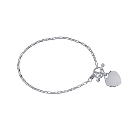 Sterling Silver Belcher Fob Chain Bracelet With Polished Heart