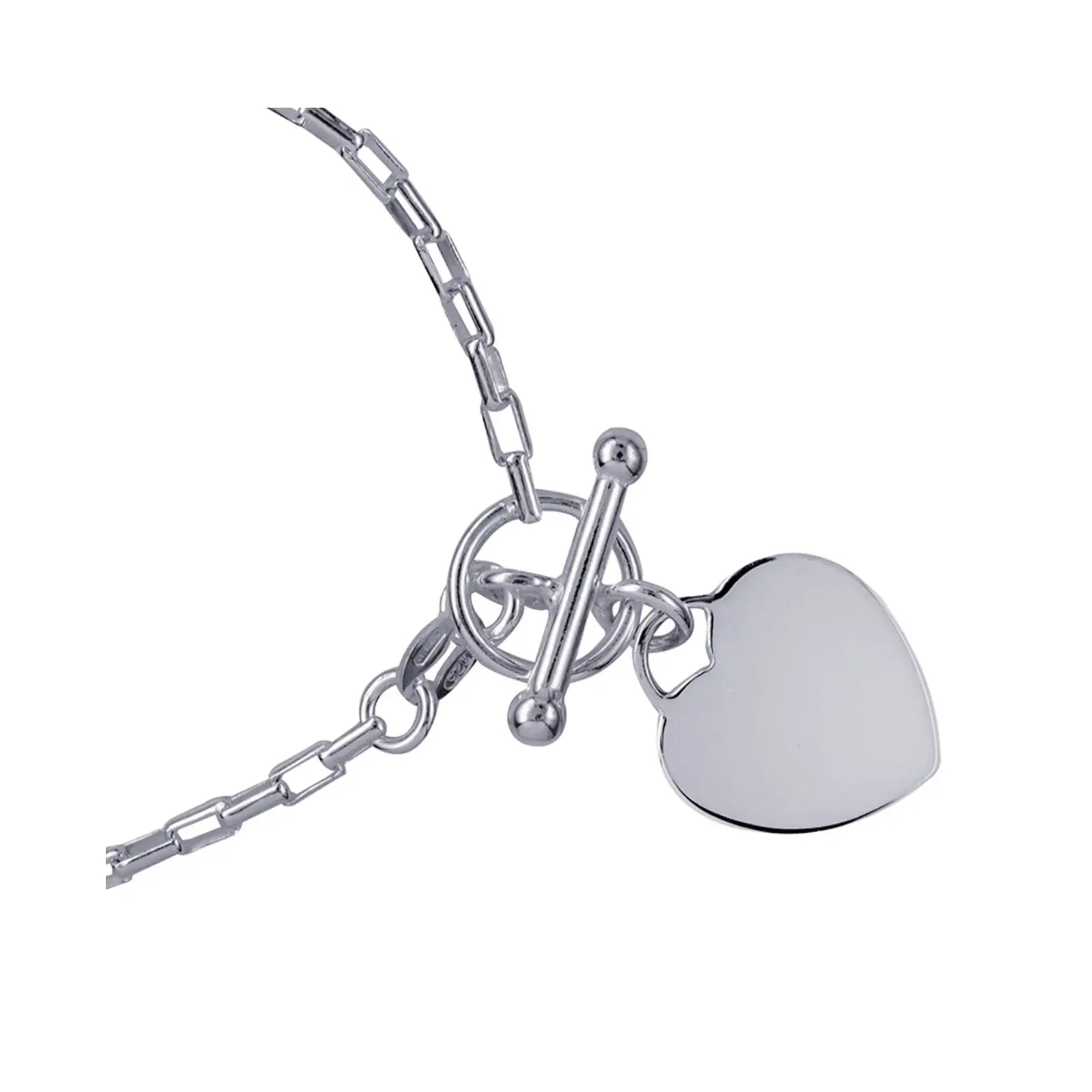 Sterling Silver Belcher Fob Chain Bracelet With Polished Heart