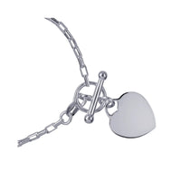 Sterling Silver Belcher Fob Chain Bracelet With Polished Heart
