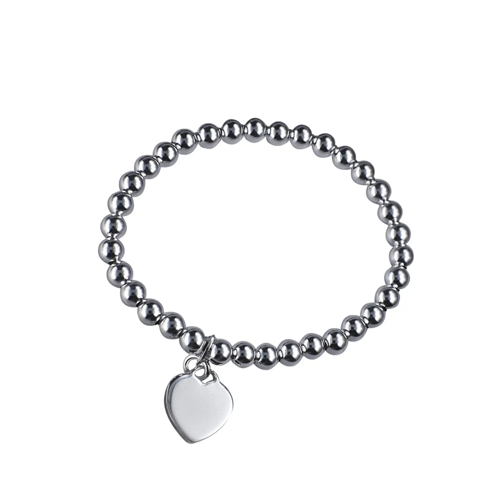 Sterling Silver Childs Ball Bracelet With Polished Heart