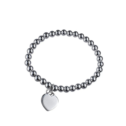 Sterling Silver Childs Ball Bracelet With Polished Heart