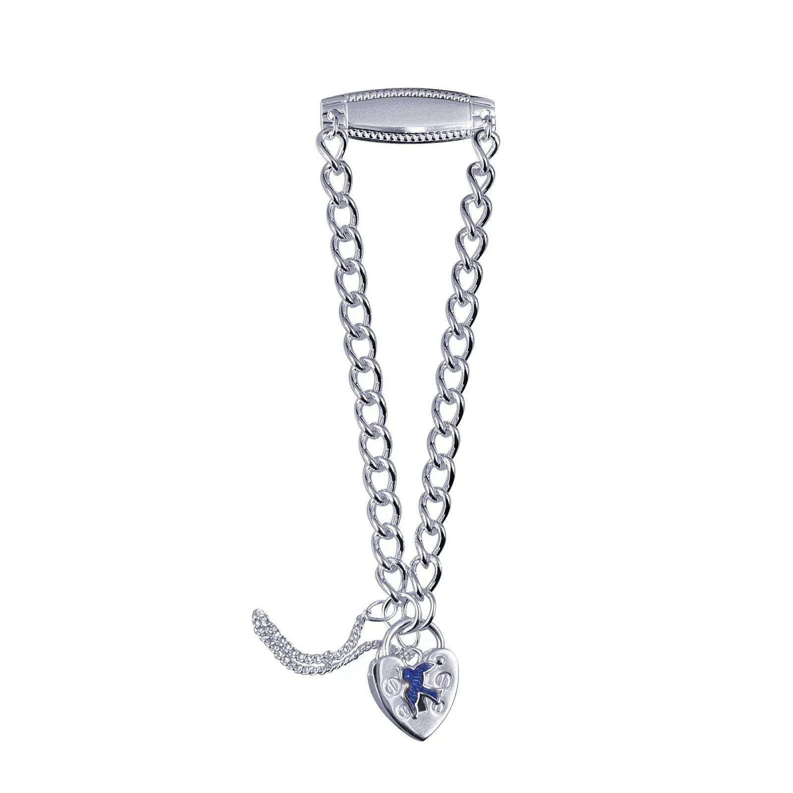 Sterling Silver ID Bracelet With Blue Bird Padlock