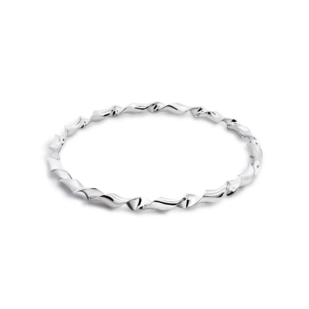Sterling Silver Solid Italian Loose Twist Bangle 70mm