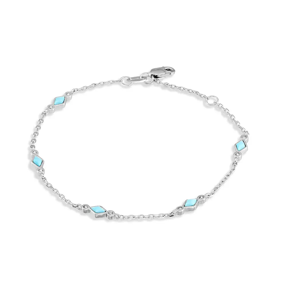 Sterling Silver Turquoise And CZ Bracelet