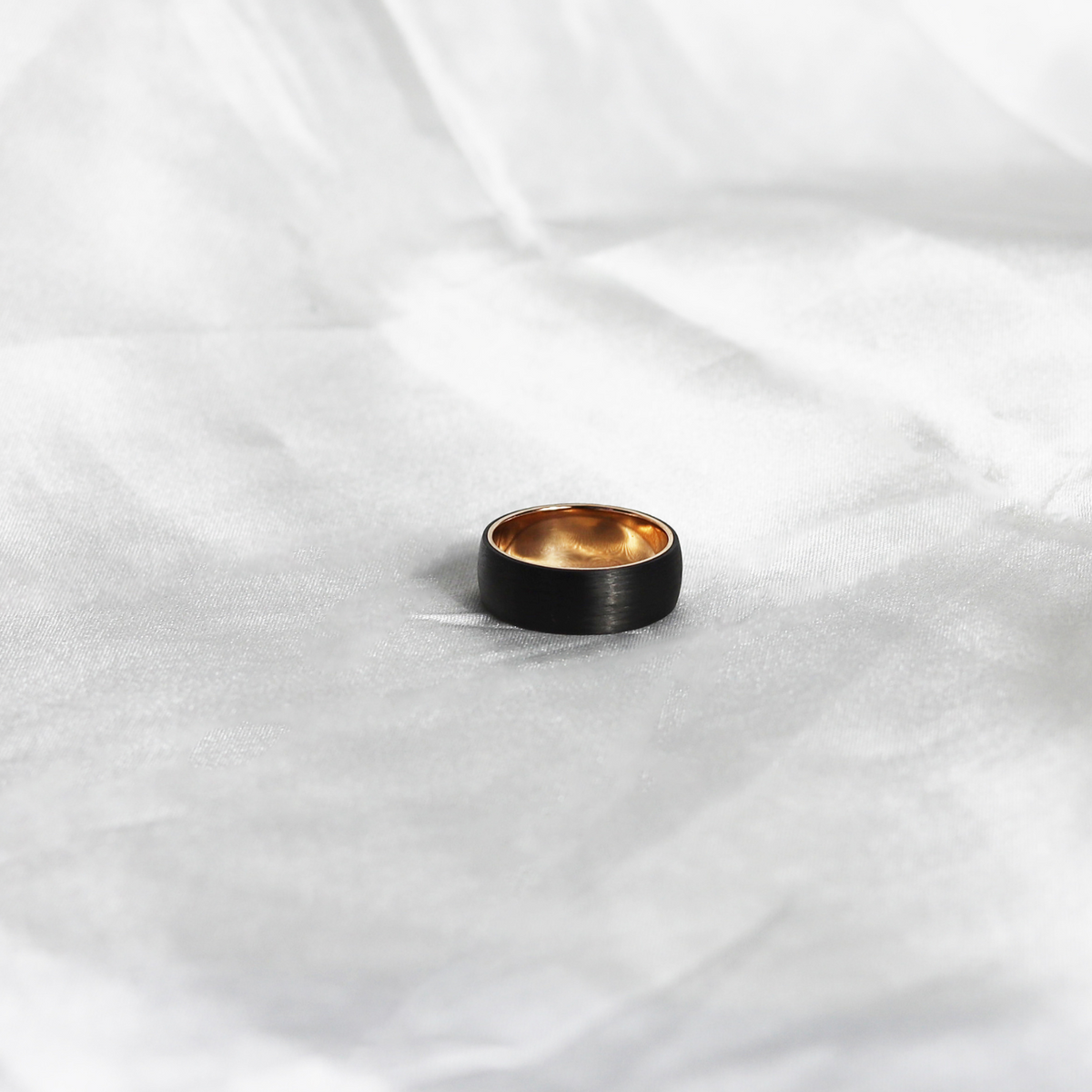 Men's 9ct Rose Gold And Carbon Fibre Wedding Ring