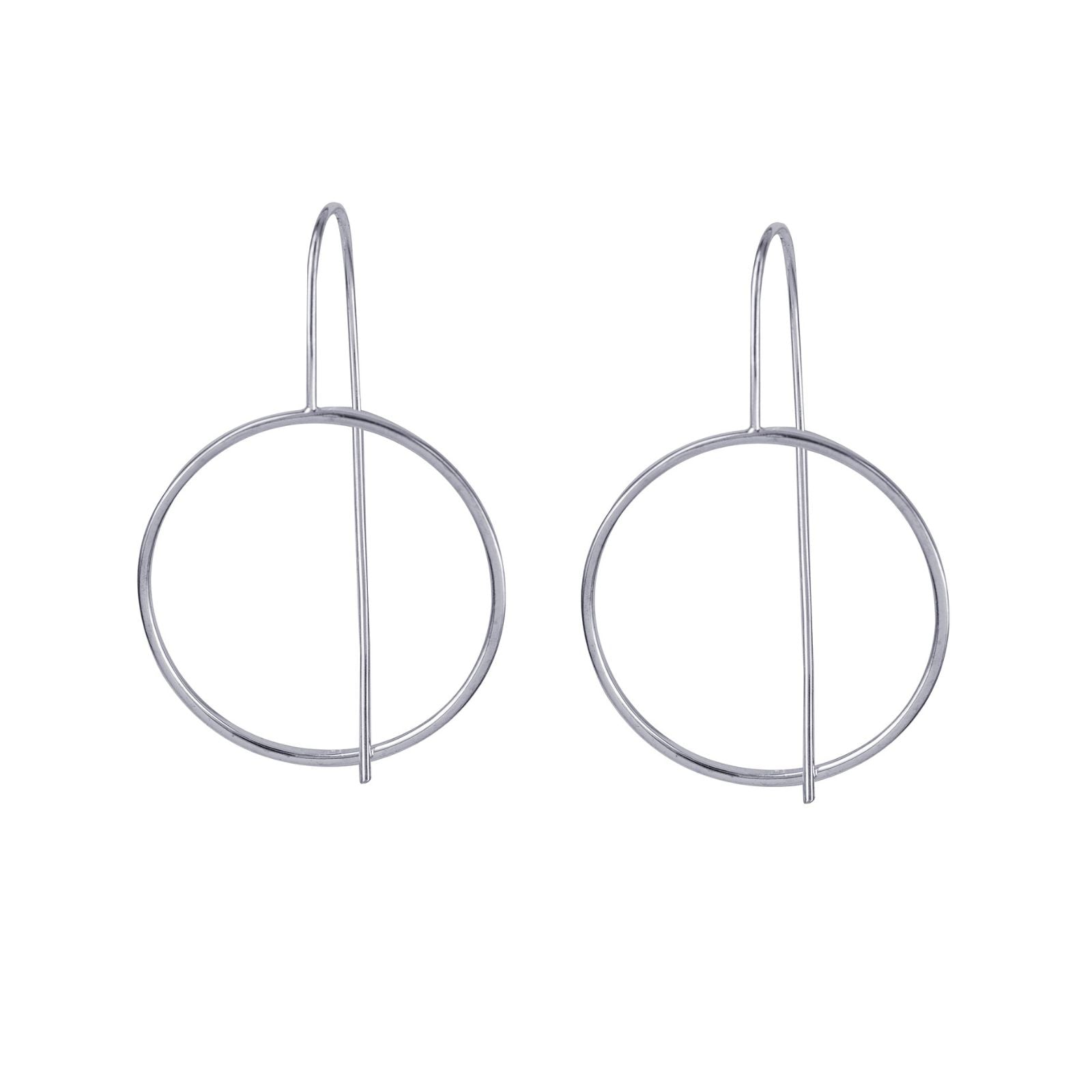 Sterling Silver Open Circle Earrings On Fixed Hook