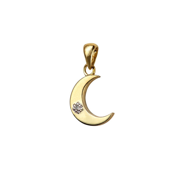 9ct Yellow Gold Diamond Set Moon Pendant