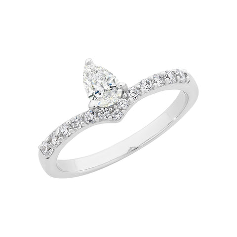 Sterling Silver Cubic Zirconia Ring on V Band