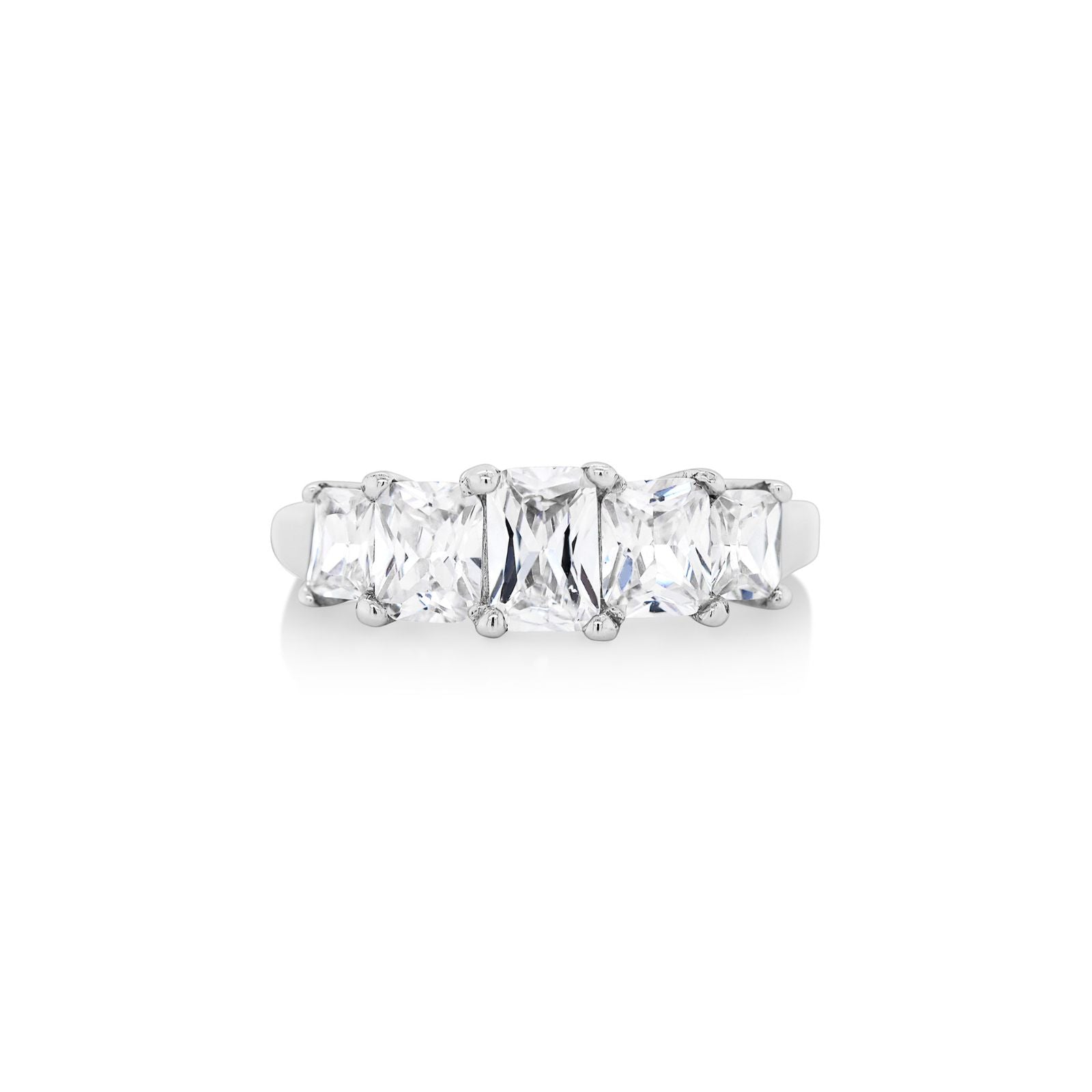 9ct White Gold Cubic Zirconia Baguette Ring