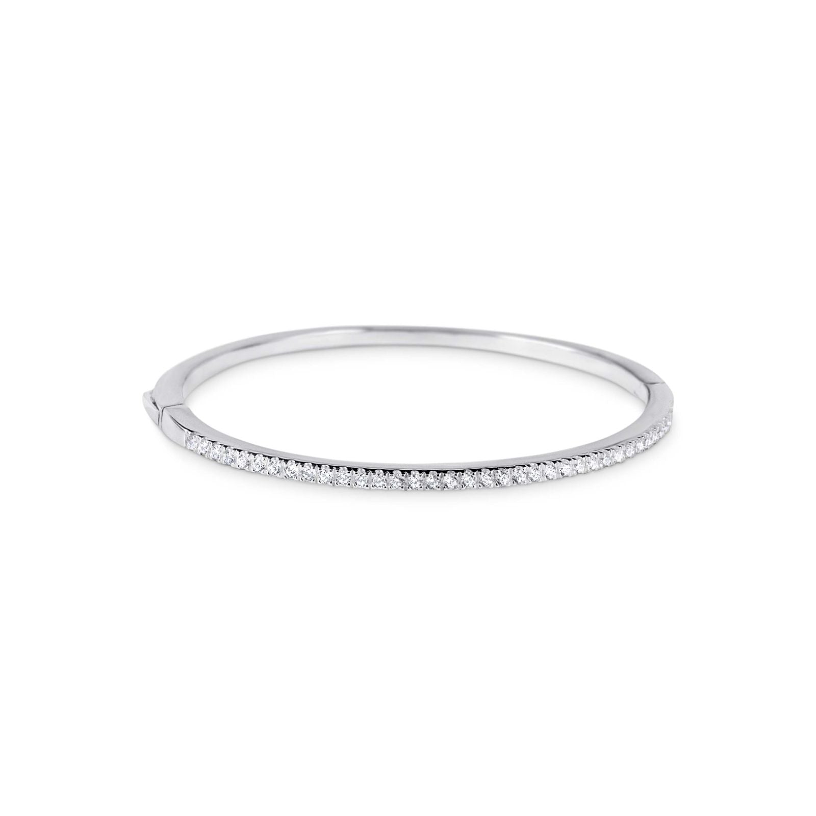 Sterling Silver Cubic Zirconia Set Hinged Bangle