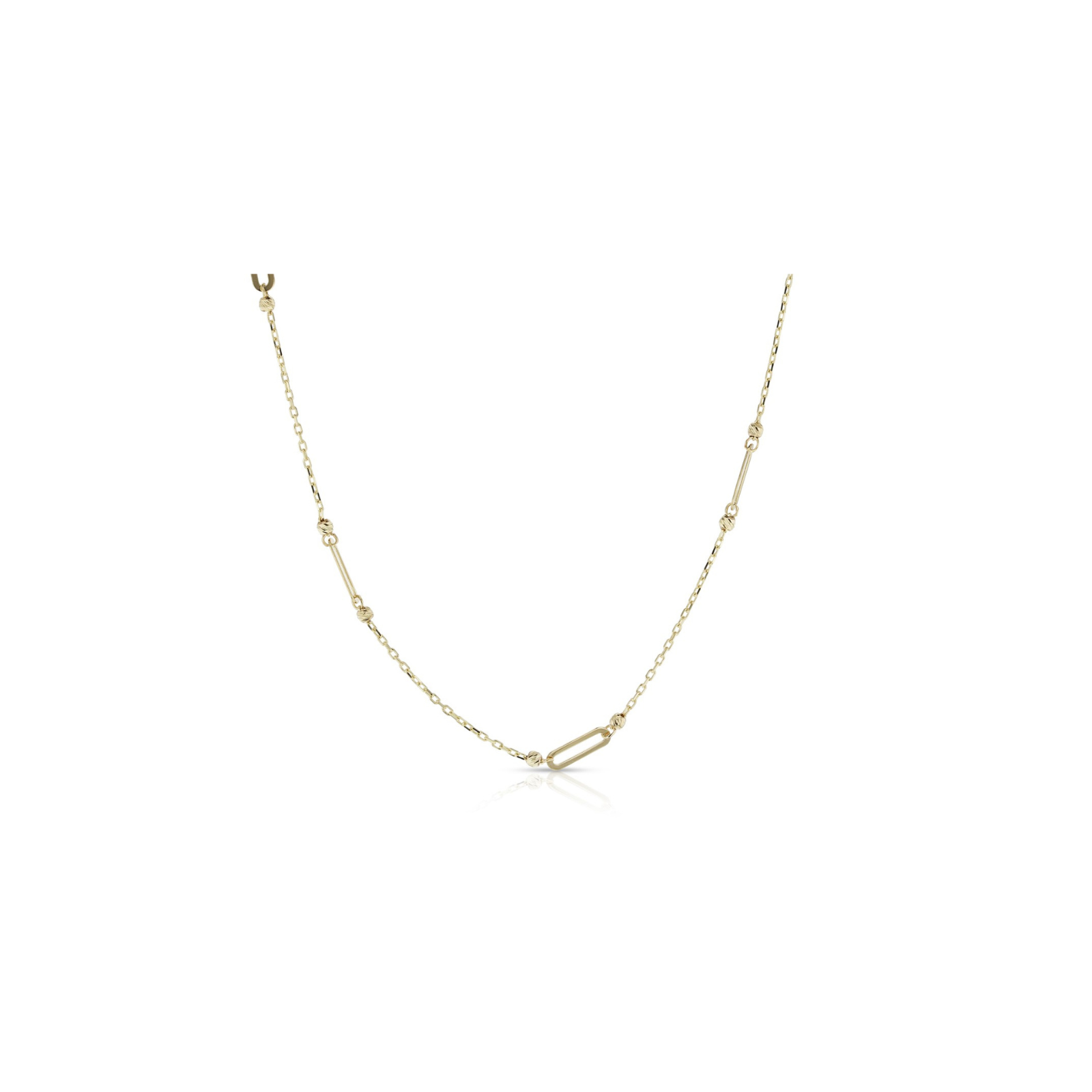 9Ct Yellow Gold Fancy Cable And Paperclip Necklace