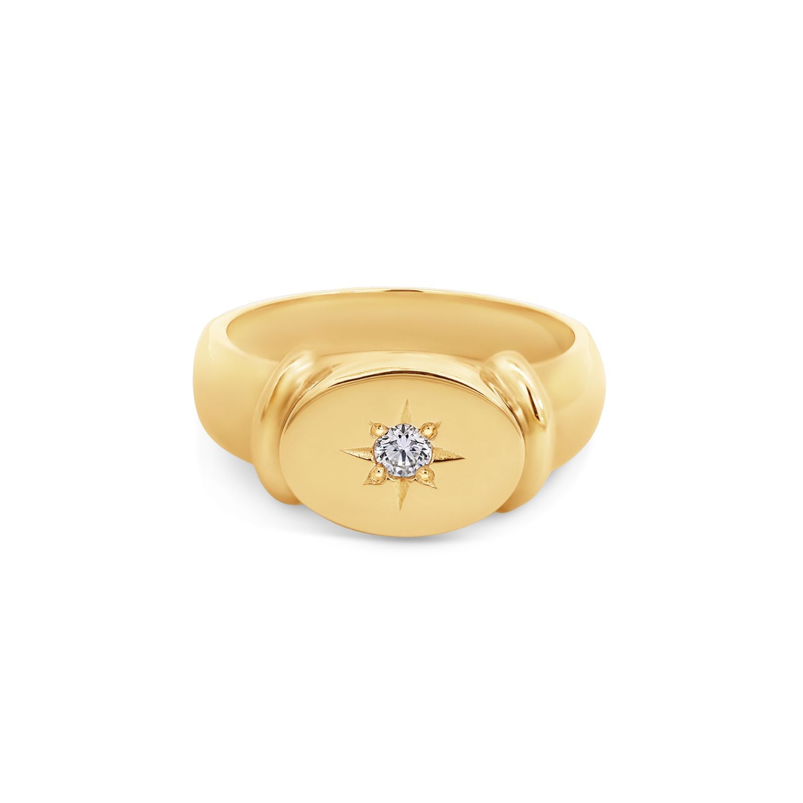 9ct Yellow Gold Diamond Set Ladies Signet Ring