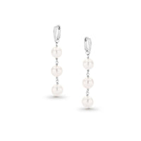 Sterling Silver White Freshwater Pearl Hoop Earrings