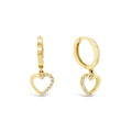 9ct Yellow Gold Huggie With Cubic Zirconia Set Heart Drop