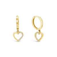 9ct Yellow Gold Huggie With Cubic Zirconia Set Heart Drop
