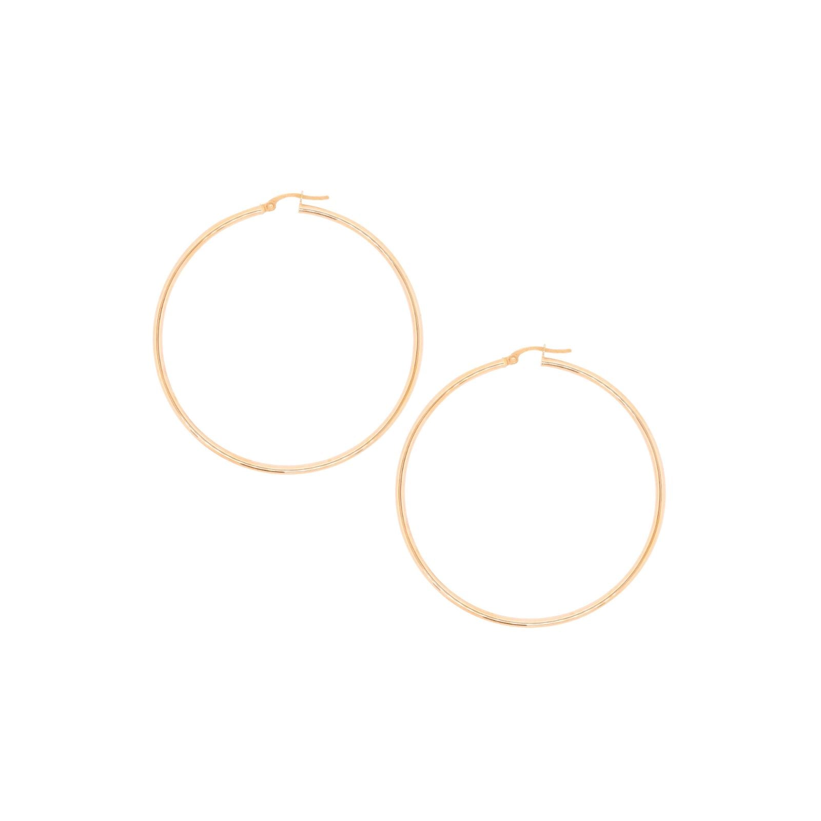 9ct Yellow Gold Plain Italian Hoop Earrings