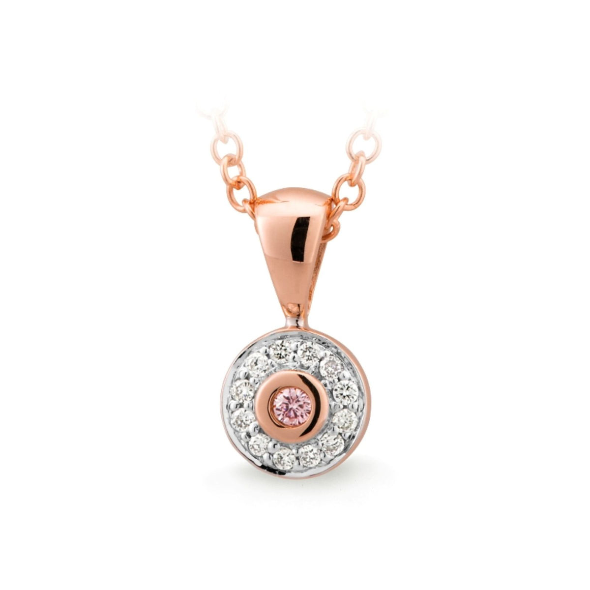 9ct Rose Gold Australian Pink Diamond Cluster Pendant