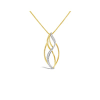 9ct Two Tone Oval Swirl Diamond Set Pendant