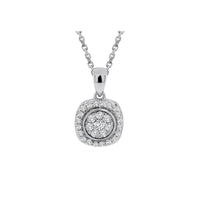 9ct White Gold Diamond Cluster Pendant