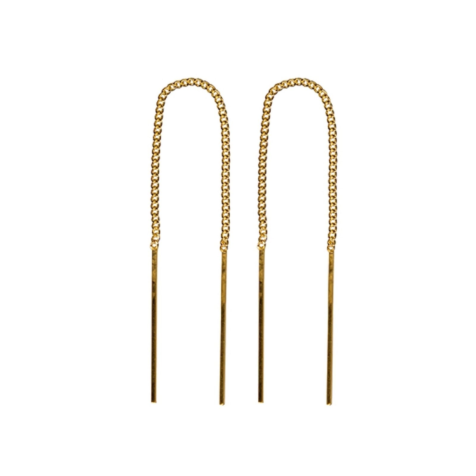9ct Yellow Gold Chain Thread Earrings